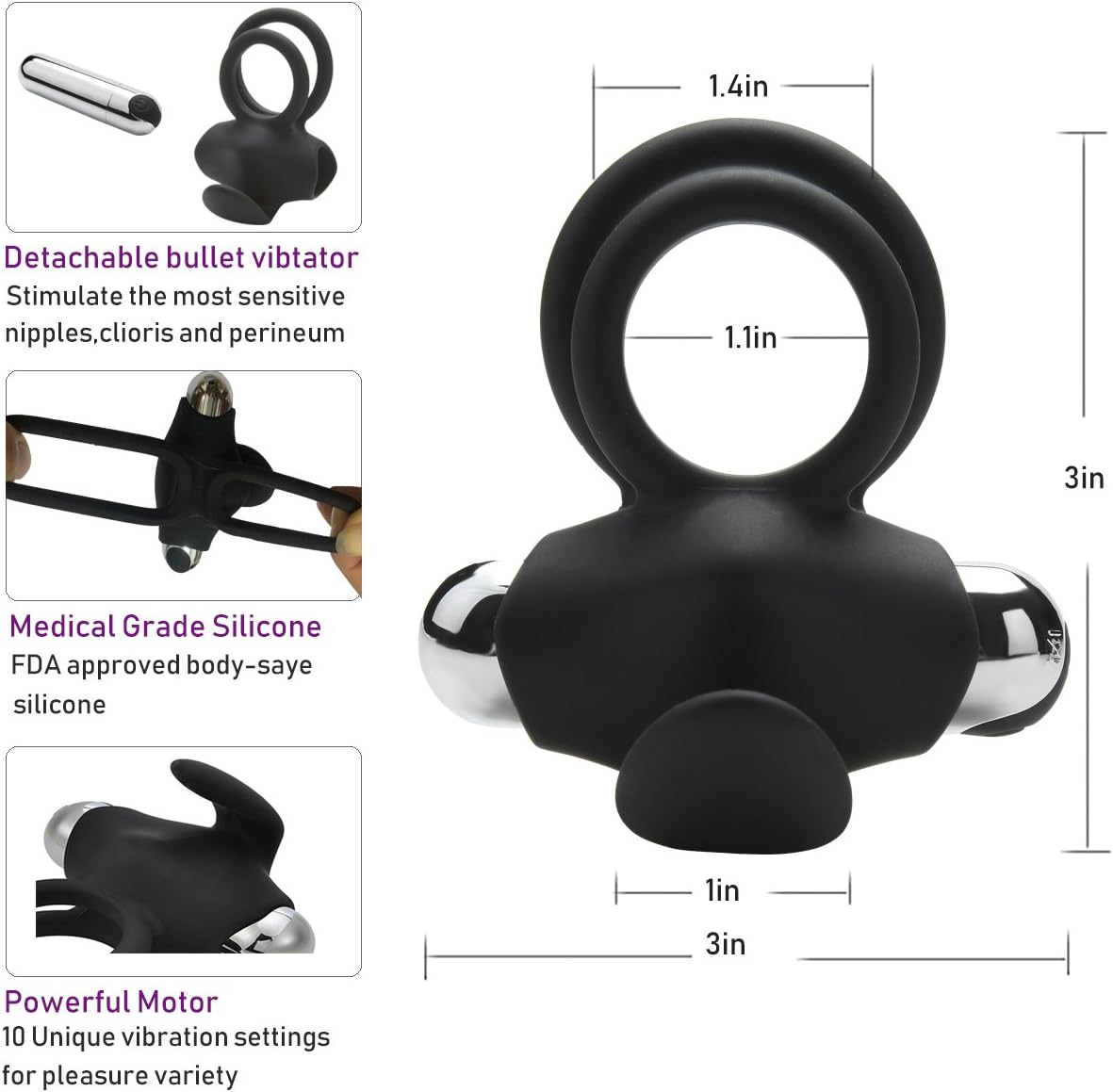 AMADEUS 10 Modes Vibrating COCK RING