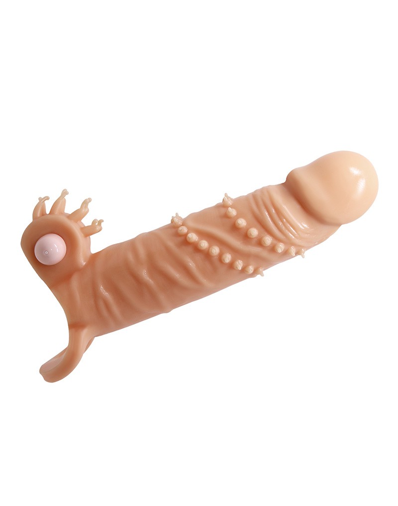 PRETTY LOVE - CONNOR - PENIS SLEEVE VIBRATOR WITH CLITORAL STIMULATOR - NUDE