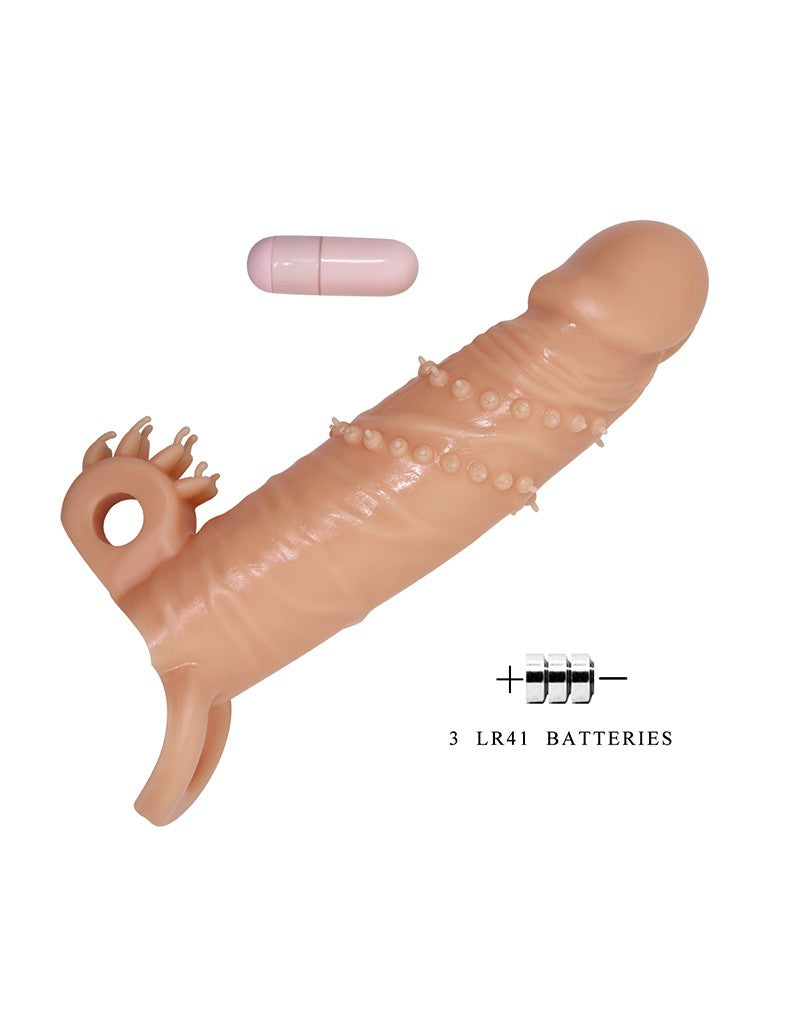 PRETTY LOVE - CONNOR - PENIS SLEEVE VIBRATOR WITH CLITORAL STIMULATOR - NUDE