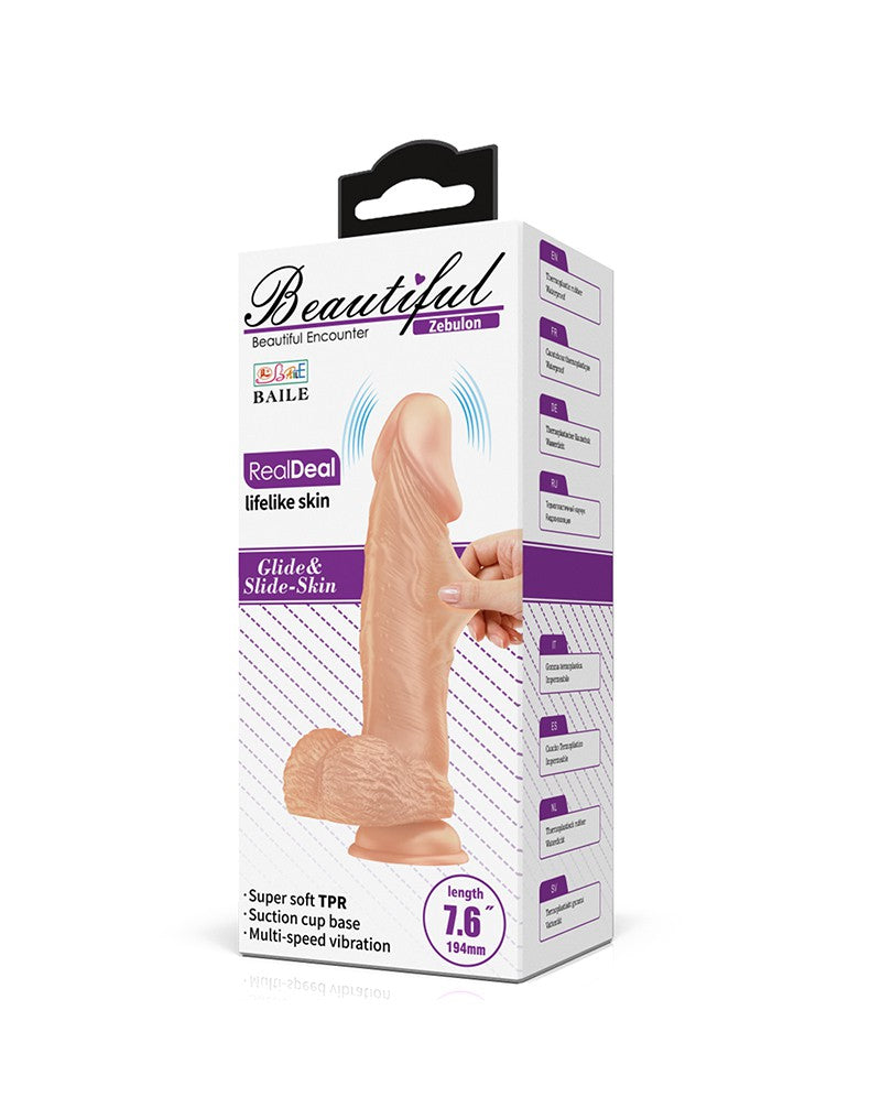 Pretty Love - Zebulon - Realistic Vibrating Dildo 19.4 cm - Nude+FREE STRAPON