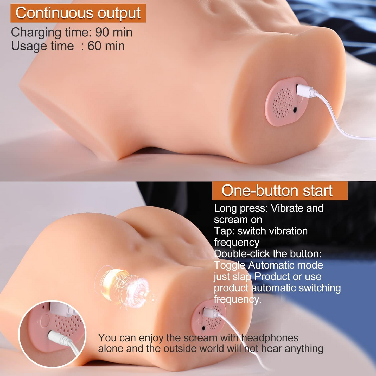 4.5 KG Ultimate Pleasure Companion Life-Sized VIBRATING AND SUCKING Male Masturbator+Moaning Realistic Feature+Headphones