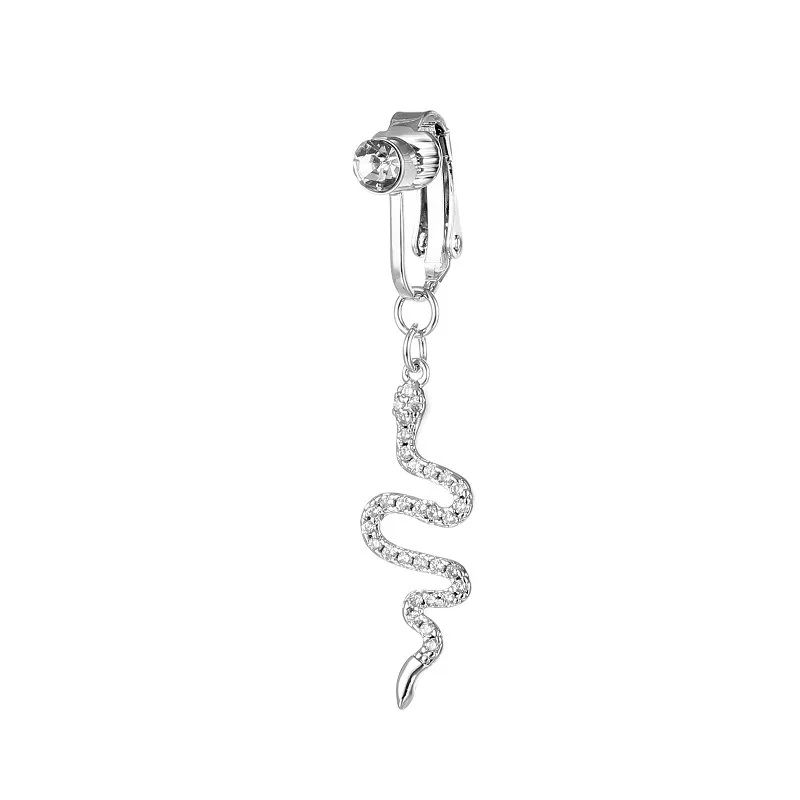 Clip On Fake Belly Piercing-Rhinestone and Zircon Snake Premium Design