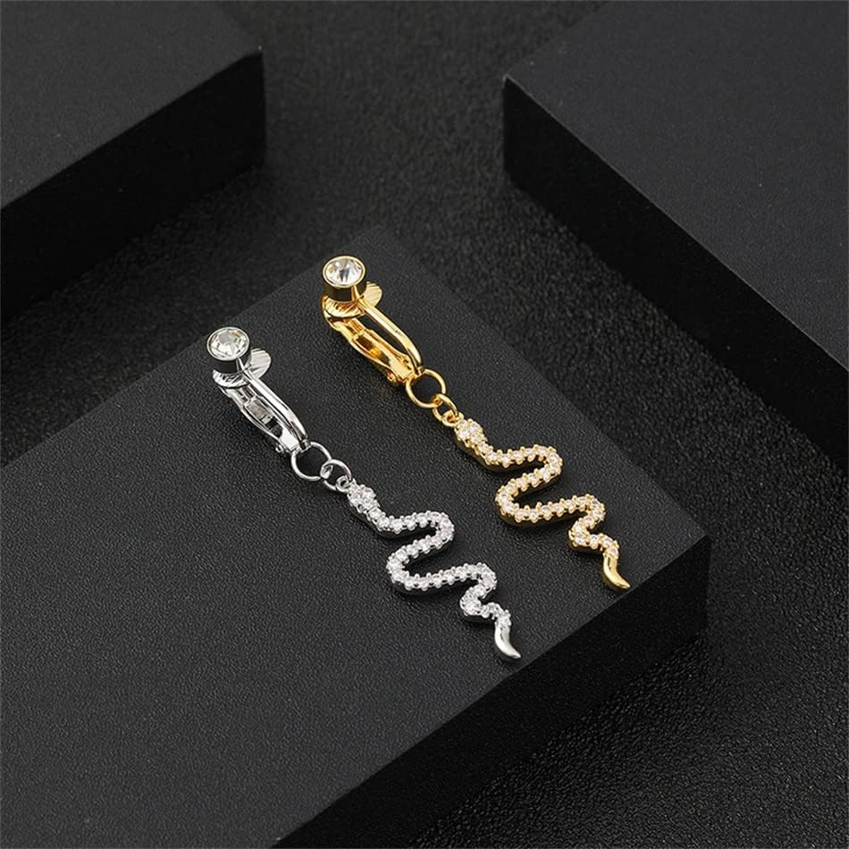 Clip On Fake Belly Piercing-Rhinestone and Zircon Snake Premium Design