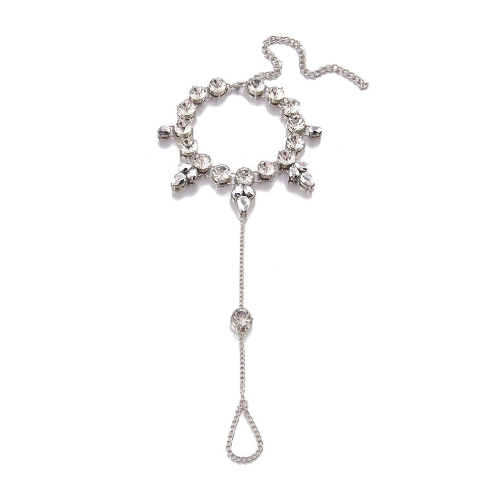 Radiant Elegance Rhinestone Anklet with Toe Ring