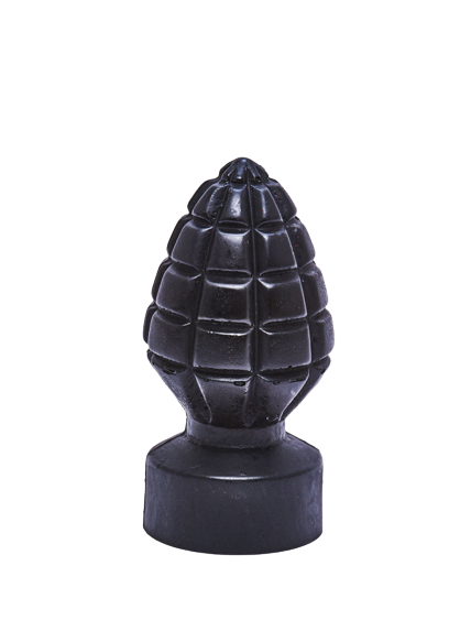 DISCREET SILICONE GRENADE ANAL PLUG - ALL BLACK - 15 CM - BLACK